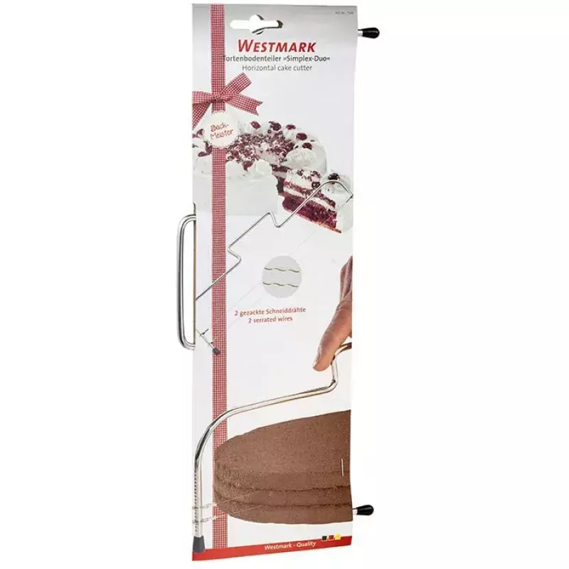 Cortador de tarta de alambre Westmark Simplex‑Duo, carcasa de acero inoxidable, negro, ancho 320 mm