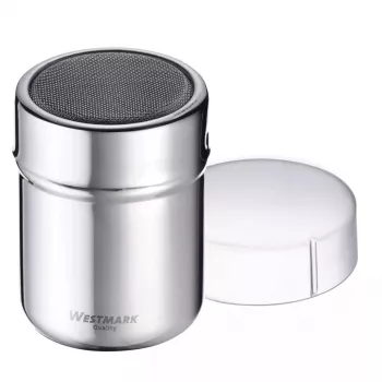Dispensador de azúcar Westmark 69502260 — carcasa redonda de acero inoxidable con componentes de polipropileno, 62×62×82 mm