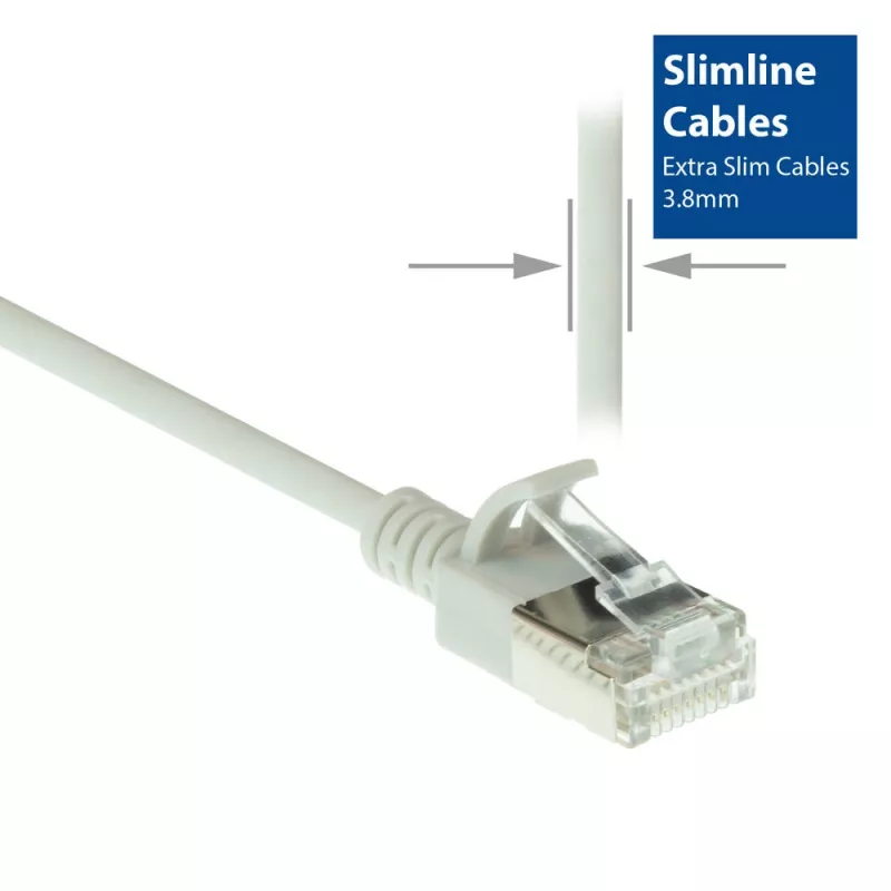 ACT gris 7 metros LSZH U/FTP CAT6A cable de parcheo slimline para centro de datos snagless con conectores macho RJ45