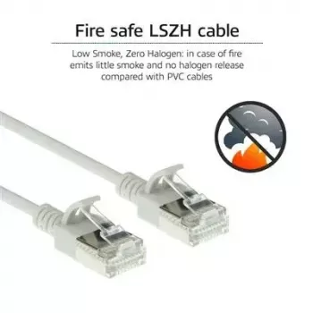 ACT gris 10 m LSZH U/FTP CAT6A cable de parcheo slimline para centro de datos snagless con conectores macho RJ45