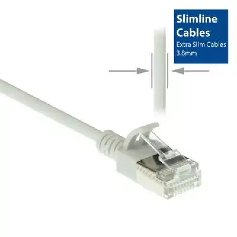 ACT gris 10 m LSZH U/FTP CAT6A cable de parcheo slimline para centro de datos snagless con conectores macho RJ45