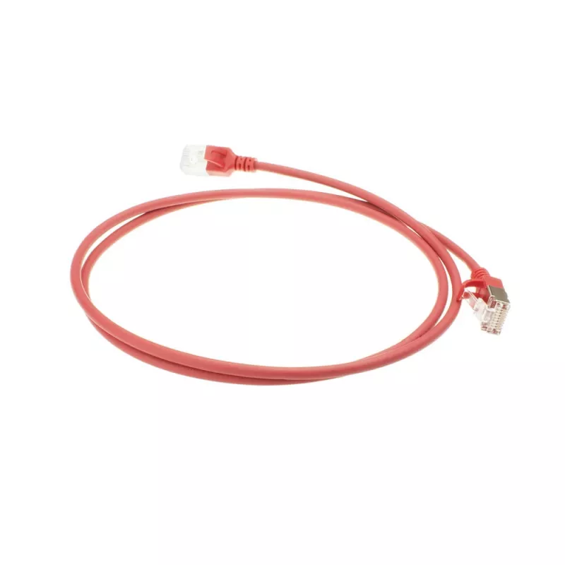 ACT rojo 10 m LSZH U/FTP CAT6A cable de parcheo slimline para centro de datos con conectores macho RJ45