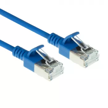 ACT azul 10 metros LSZH U/FTP CAT6A cable de parcheo slimline para centro de datos con conectores macho RJ45 con protección de pestaña