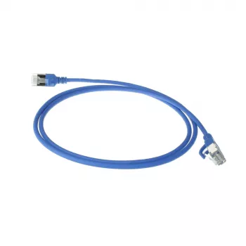 ACT azul 10 metros LSZH U/FTP CAT6A cable de parcheo slimline para centro de datos con conectores macho RJ45 con protección de pestaña