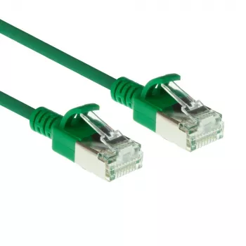 ACT verde 10 metros LSZH U/FTP CAT6A cable de parcheo slimline para centro de datos, snagless con conectores macho RJ45