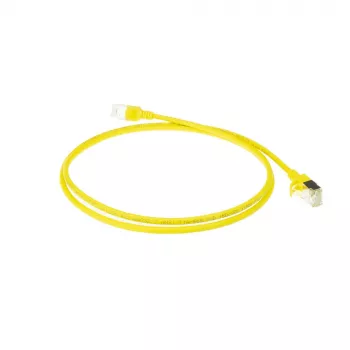 ACT amarillo 7 metros LSZH U/FTP CAT6A cable de parcheo slimline para centro de datos con protección de pestaña y conectores macho RJ45