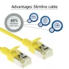 ACT amarillo 10 m LSZH U/FTP CAT6A cable de parcheo slimline para centro de datos con conectores macho RJ45 y protección antiacodamiento