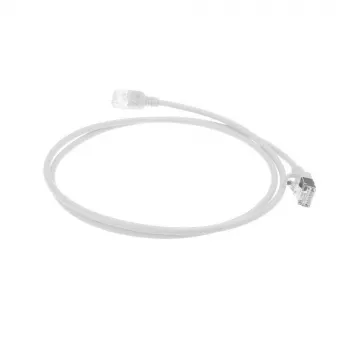ACT blanco 1 metro LSZH U/FTP CAT6A cable de parcheo slimline para centro de datos con protección de pestaña y conectores macho RJ45