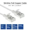 ACT blanco 0,25 metros LSZH U/FTP CAT6A cable de parcheo slimline para centro de datos snagless con conectores macho RJ45