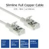 ACT gris 0,15 metros LSZH U/FTP CAT6A cable de parcheo slimline para centro de datos, con protección de pestaña y conectores macho RJ45