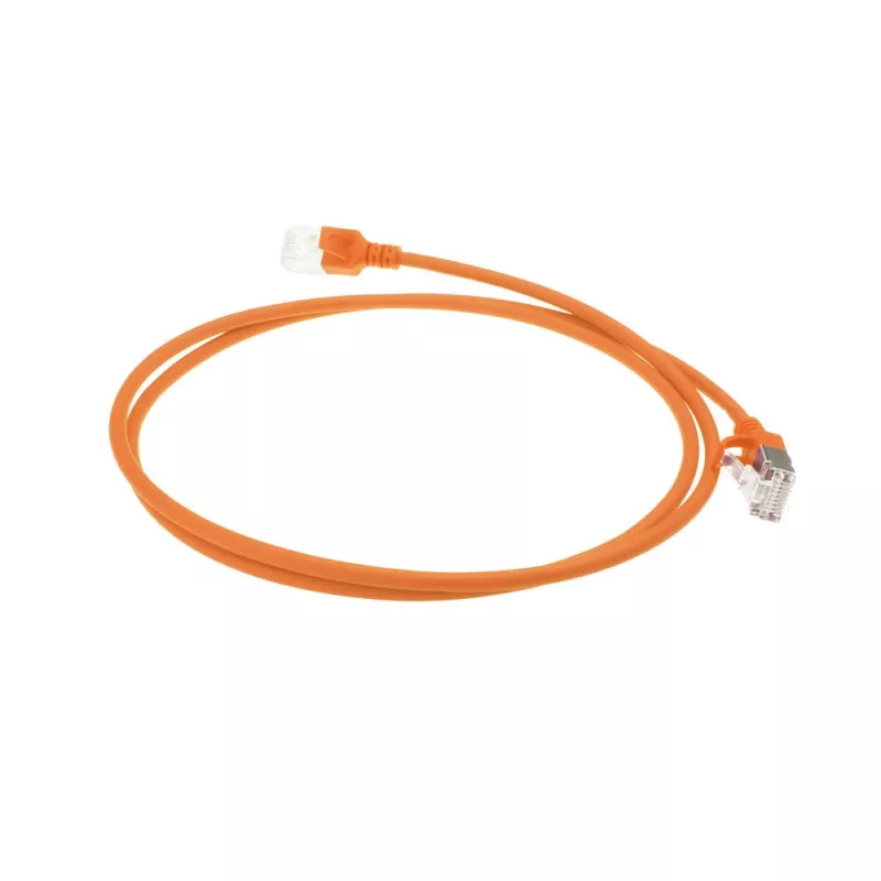 ACT Naranja 1,5 m LSZH U/FTP CAT6A cable de parcheo Slimline para centro de datos con conectores RJ45, con lengüeta