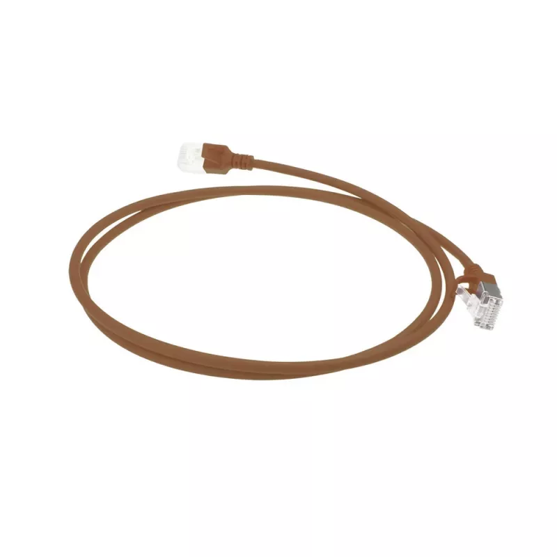 ACT Marrón 5 m LSZH U/FTP CAT6A cable de parcheo Slimline para centro de datos con conectores RJ45
