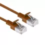ACT Marrón 0,25 m LSZH U/FTP CAT6A cable de parcheo Slimline para centro de datos con conectores RJ45 con protección de lengüeta