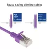 ACT Morado 0,5 m LSZH U/FTP CAT6A cable de parcheo Slimline para centro de datos con protección de lengüeta y conectores RJ45