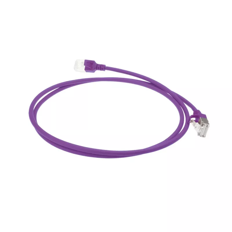 ACT Morado 3 m LSZH U/FTP CAT6A cable de parcheo Slimline para centro de datos snagless con conectores RJ45