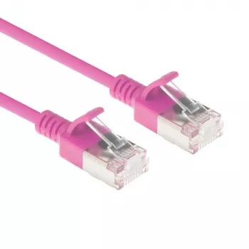 ACT Rosa 2 m LSZH U/FTP CAT6A cable de parcheo Slimline para centro de datos snagless con conectores RJ45