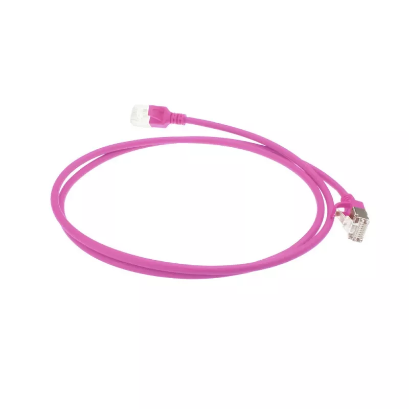 ACT Rosa 1,5 m LSZH U/FTP CAT6A cable de parcheo Slimline para centro de datos snagless con conectores RJ45