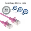 ACT Rosa 1,5 m LSZH U/FTP CAT6A cable de parcheo Slimline para centro de datos snagless con conectores RJ45