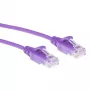 ACT Morado 0,15 m LSZH U/UTP CAT6 cable de parcheo Slimline para centro de datos sin lengüeta con conectores RJ45