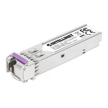 Intellinet Módulo transceptor óptico SFP Gigabit Fiber WDM Bidireccional 1000Base-BX-U (LC) puerto monomodo, 80 km, BiDi WDM (RX1550/TX1490), conforme MSA para máxima compatibilidad, Plata