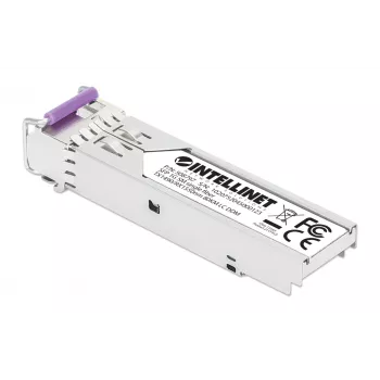 Intellinet Módulo transceptor óptico SFP Gigabit Fiber WDM Bidireccional 1000Base-BX-U (LC) puerto monomodo, 80 km, BiDi WDM (RX1550/TX1490), conforme MSA para máxima compatibilidad, Plata