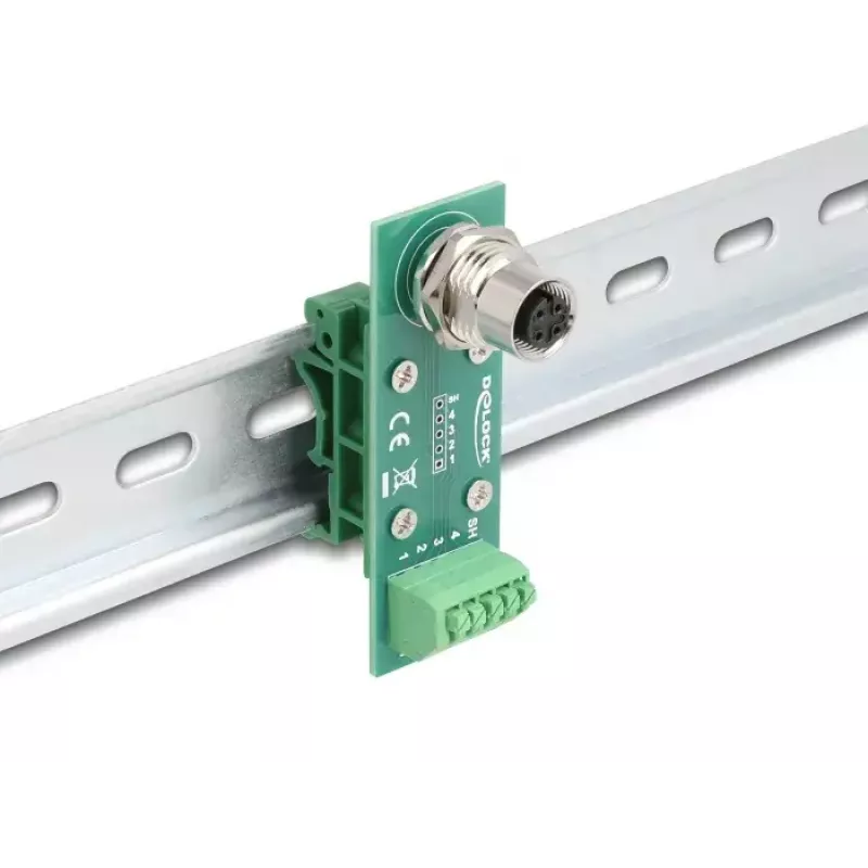 DeLOCK Adaptador de módulo de transferencia M12 4 polos codificación A conector hembra a borne en fila de 5 polos