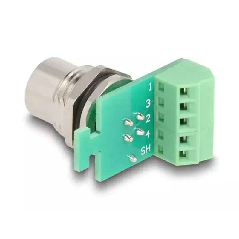Adaptador DeLOCK M12 Transfermodul 4 polos codificado A conector hembra a regleta de bornes de 5 polos