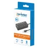 Dock/hub USB-C Manhattan, puertos (x4) con interruptor de encendido/apagado para cada puerto: USB-A (x4), 5 Gbps (USB 3.2 Gen1 también conocido como USB 3.0), universal para todos los dispositivos, alimentación por bus o CA (conexión opcional, no incluida), cable 1,5 m, SuperSpeed USB, negro, tres años de garantía