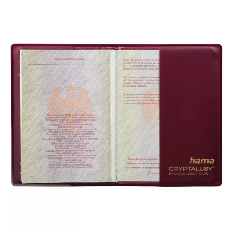 Funda para pasaporte internacional Hama burdeos polietileno