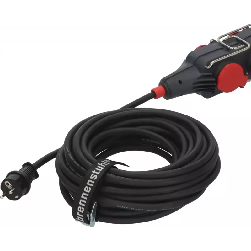 Cable de extensión Brennenstuhl 9161150161 15 m 4 tomas de corriente para exterior negro rojo