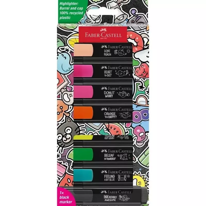 Rotulador Faber-Castell Textliner Graffiti 8 unidades punta biselada Beige Negro Azul Verde Rosa claro Naranja Rosa Amarillo