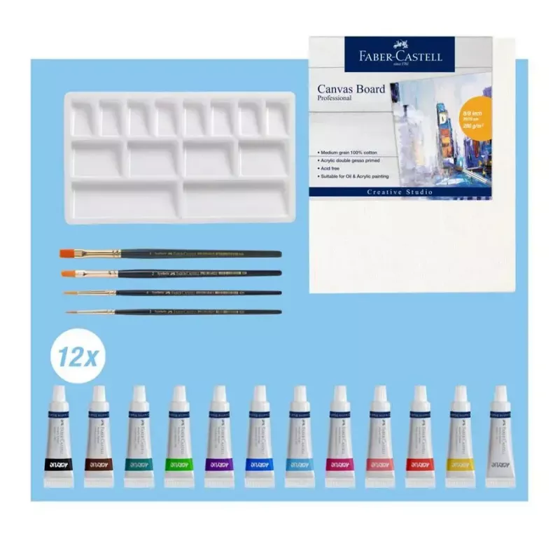 Set de pintura acrílica Faber-Castell Creative Studio 18 pzas. Multicolor