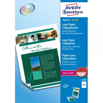 Papel de impresora Avery Zweckform Premium Colour Laser Papel fotográfico A4 120 g/m² Brillante 200 hojas