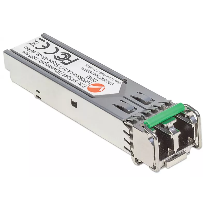 Módulo transceptor Intellinet Óptico, Gigabit Fiber SFP, 1000Base-Lx (LC) puerto monomodo, 80 km, longitud de onda 1550 nm, conforme a MSA, compatible con Cisco GLC-ZX-SMD, Ethernet, Fibra óptica, tres años de garantía