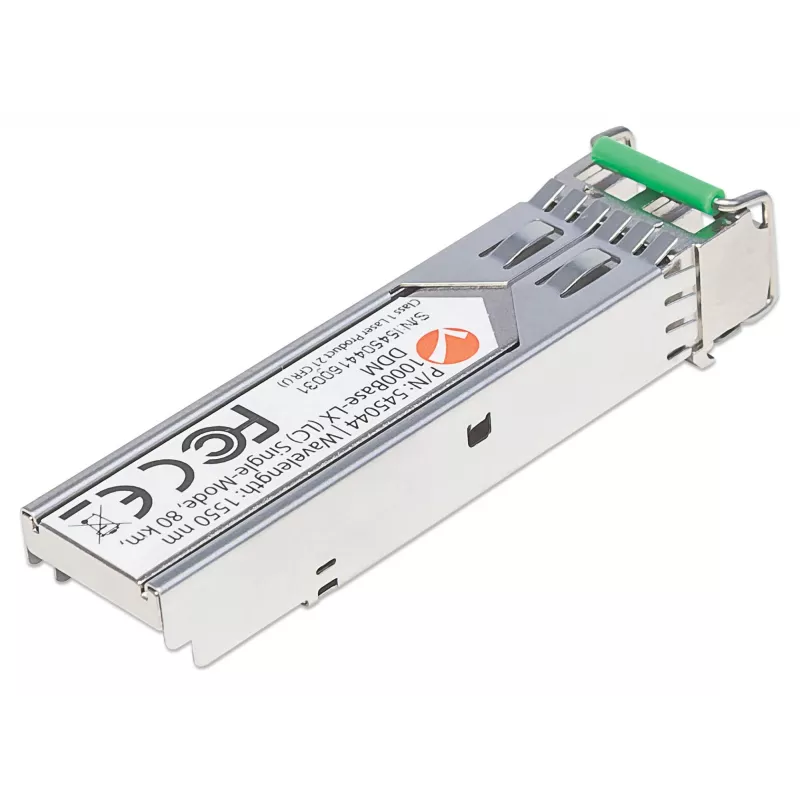 Módulo transceptor Intellinet Óptico, Gigabit Fiber SFP, 1000Base-Lx (LC) puerto monomodo, 80 km, longitud de onda 1550 nm, conforme a MSA, compatible con Cisco GLC-ZX-SMD, Ethernet, Fibra óptica, tres años de garantía