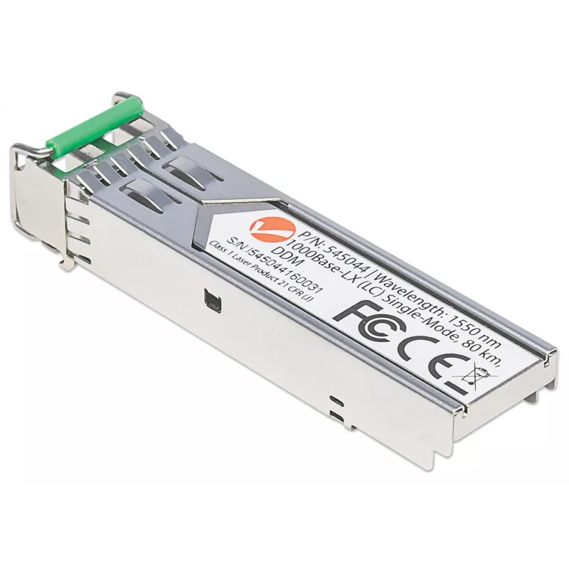 Módulo transceptor Intellinet Óptico, Gigabit Fiber SFP, 1000Base-Lx (LC) puerto monomodo, 80 km, longitud de onda 1550 nm, conforme a MSA, compatible con Cisco GLC-ZX-SMD, Ethernet, Fibra óptica, tres años de garantía