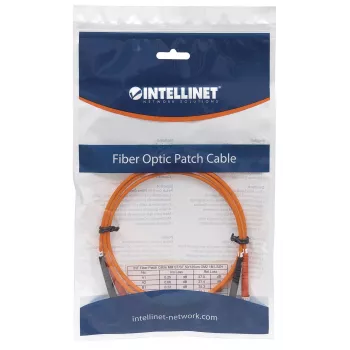 Cable de fibra óptica Intellinet, OM2, ST/ST, 3 m, Naranja, Dúplex, Multimodo, 50/125 µm, LSZH, Fibra, garantía de por vida