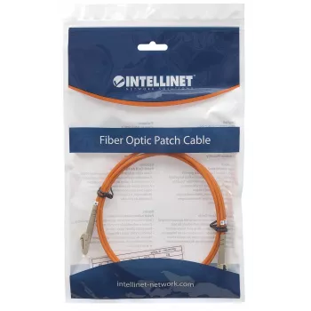 Cable de fibra óptica Intellinet, OM2, LC/LC, 5 m, Naranja, Dúplex, Multimodo, 50/125 µm, LSZH, Fibra óptica, garantía de por vida
