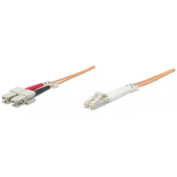 Cable de fibra óptica Intellinet, OM2, LC/SC, 5 m, Naranja, Dúplex, Multimodo, 50/125 µm, LSZH, Fibra óptica, garantía de por vida