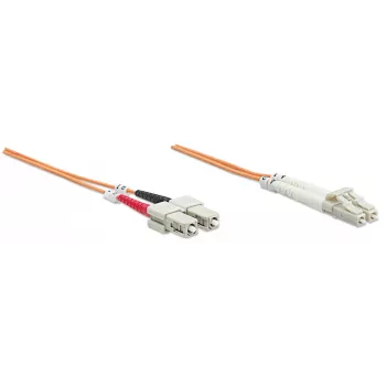 Cable de fibra óptica Intellinet, OM2, LC/SC, 5 m, Naranja, Dúplex, Multimodo, 50/125 µm, LSZH, Fibra óptica, garantía de por vida