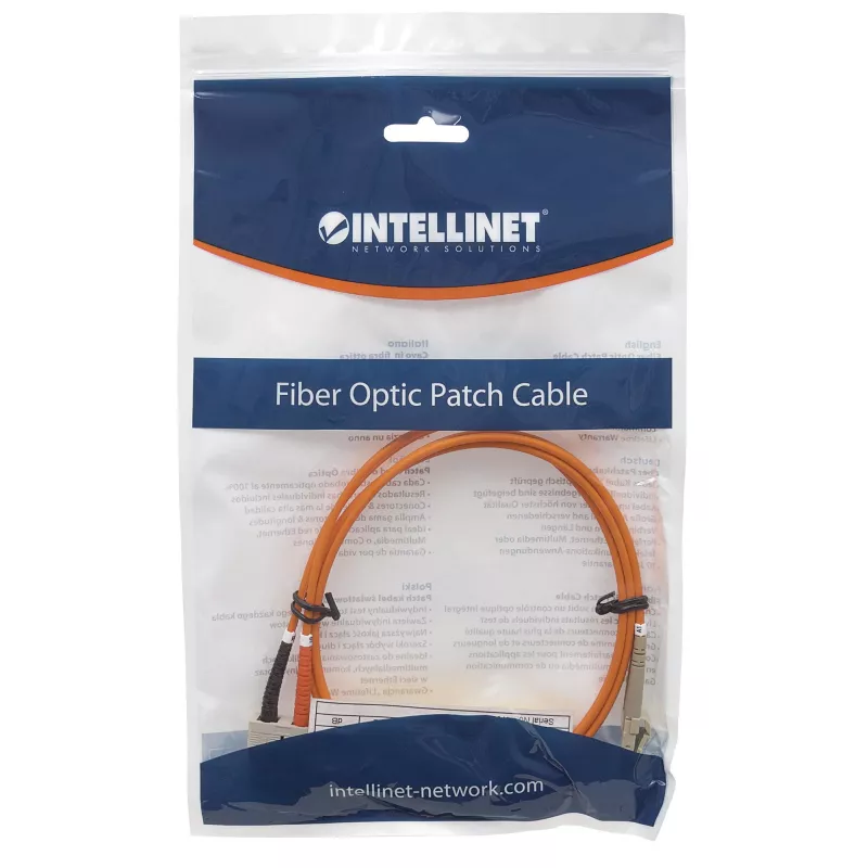 Intellinet 470391 cable de conexión de fibra óptica, OM2, LC/SC, dúplex, multimodo, 50/125 µm, 5 m, naranja