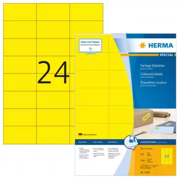 Etiquetas HERMA de colores A4 70x37 mm amarillo papel mate 2400 unidades