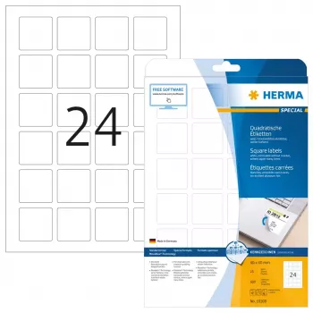 Etiquetas removibles HERMA 10108 A4 40x40 mm cuadradas blancas