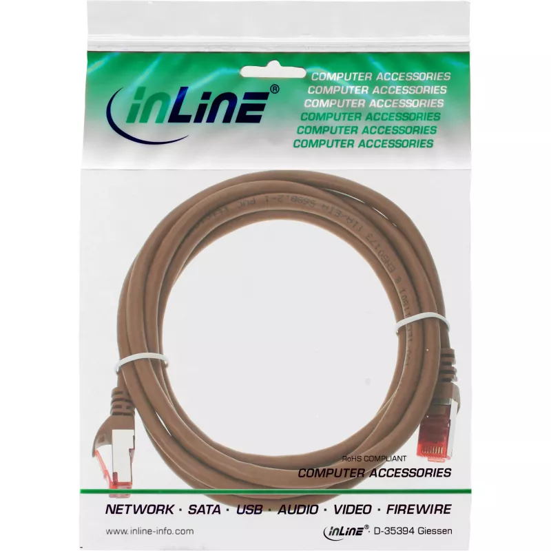 InLine 76403K cable de conexión S/FTP (PiMF) Cat.6, marrón, 3 m
