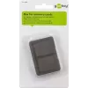 Caja de almacenamiento para tarjetas de memoria GOOBAY 95349 — capacidad para 4 tarjetas, compatible con SD/MicroSD/MMC, plástico gris transparente
