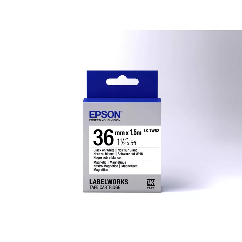 Cartucho de etiquetas Epson Magnetic LK-7WB2 negro/blanco 36 mm (1,5 m)