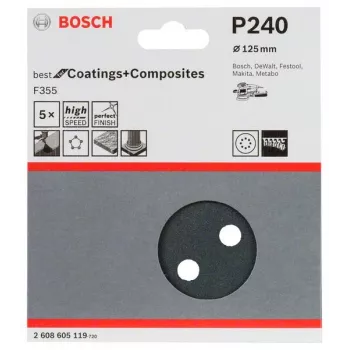 Bosch 2 608 605 119 accesorio de lijado manual hoja de lijar P240 5 unidades