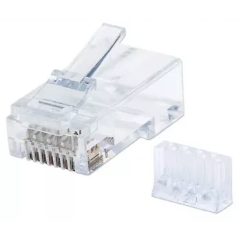 Conector modular RJ45 Intellinet, Cat6, UTP, 3 dientes, para cable rígido, contactos dorados de 15 µ, pack de 90
