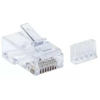 Conector modular RJ45 Intellinet, Cat6, UTP, 3 dientes, para cable rígido, contactos dorados de 15 µ, pack de 90