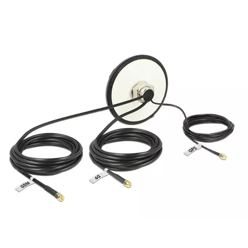 Antena exterior omnidireccional multibanda Navilock 12457 GPS/LTE/UMTS/GSM SMA para montaje en tejado